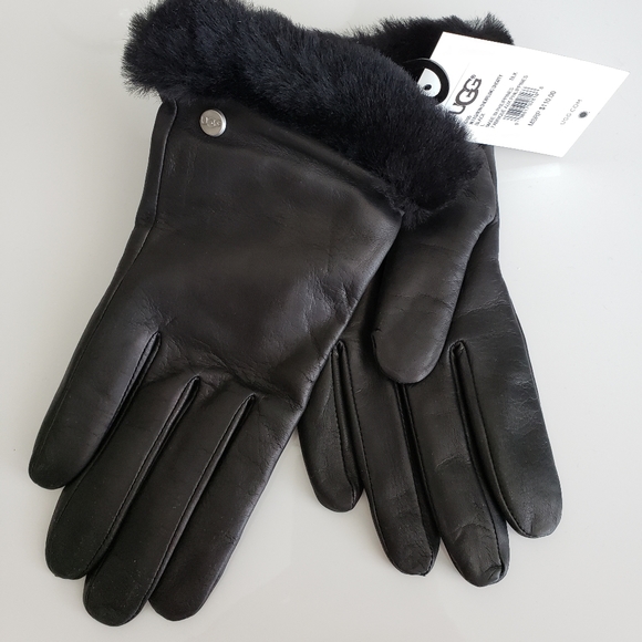 UGG
Genuine Dyed Shearling Trimmed Leather Gloves - Picture 2 of 5